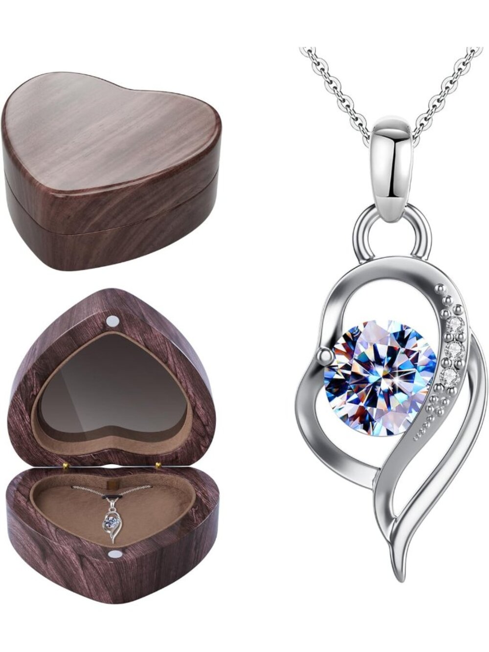 Stunning Moissanite Silver Necklace in Gift Box - Perfect for Birthdays